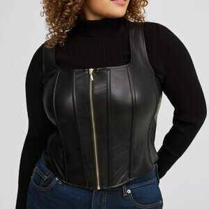 Torrid Faux Leather Zip Front Corset – Size 3X (22–24) | NWOT